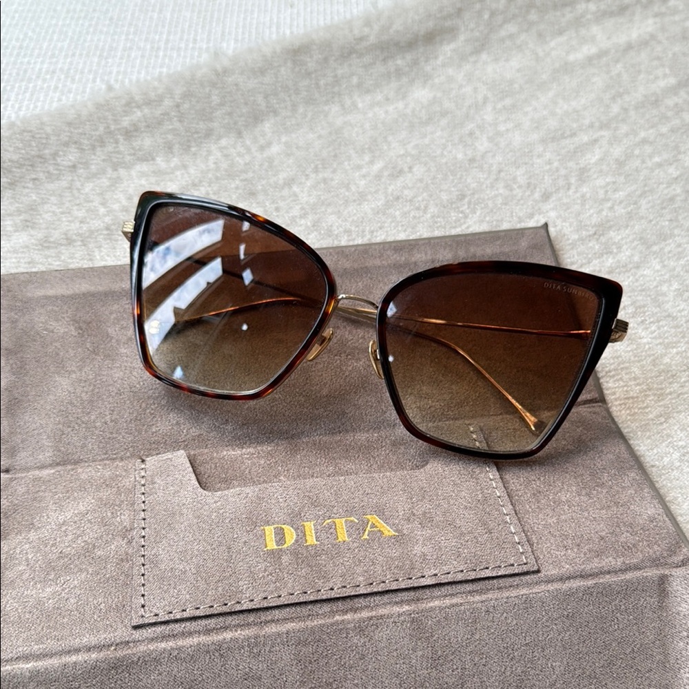 DITA Brown Cat-Eye Sunglasses with Gradient Lenses